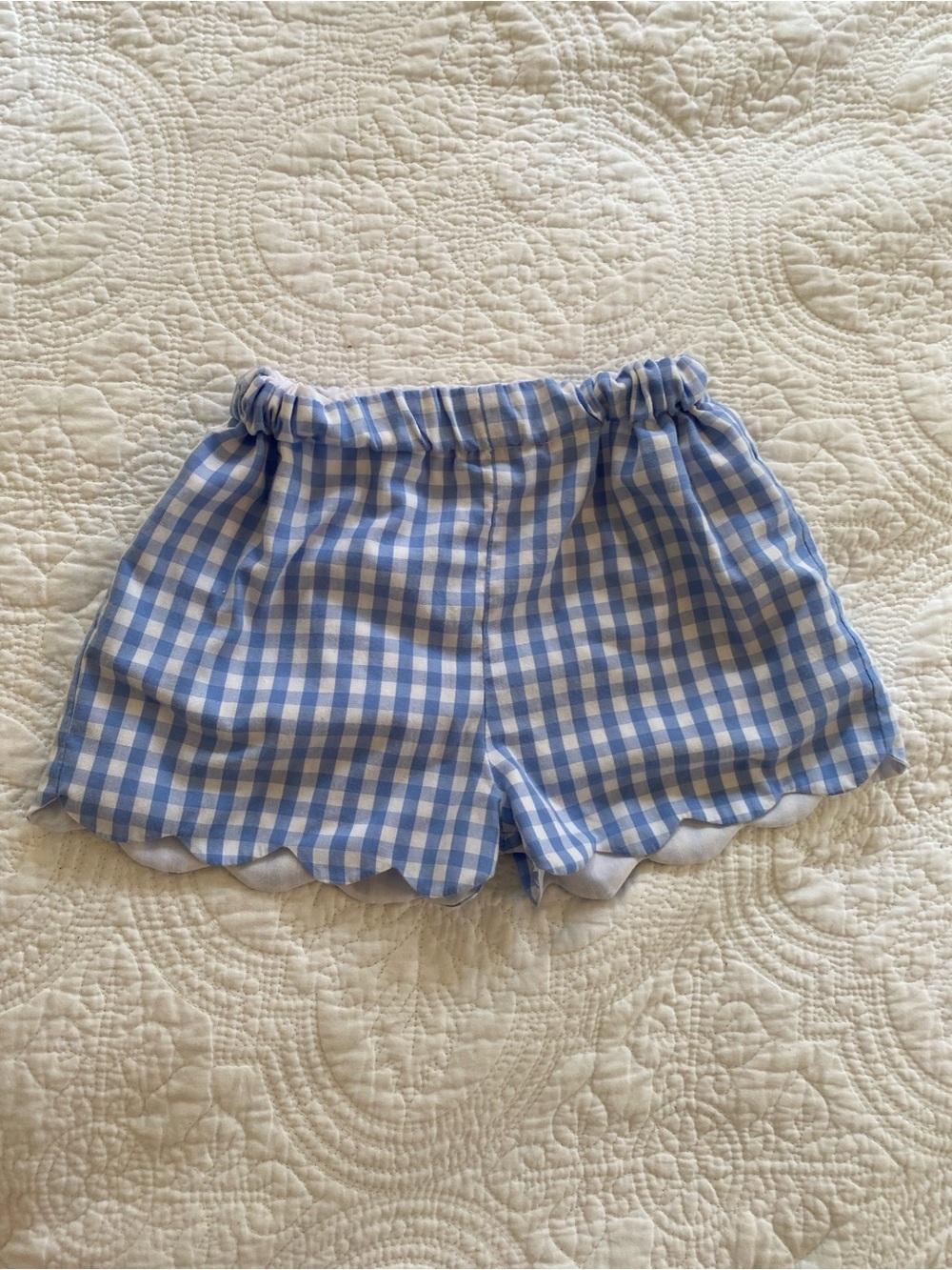 Little English Blue Gingham Girls Scallop Short 4